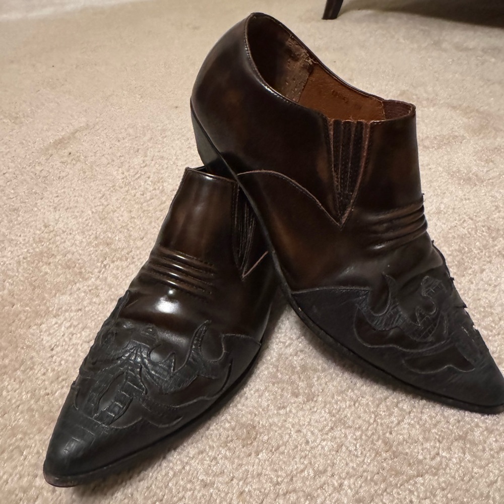 Vintage Maripe Dark Brown Leather Ankle Booties